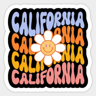 California Groovy Smiley Daisy Travel Wanderlust Sticker